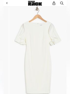 Calvin Klein Ruffle Sleeve Scuba Crepe Sheath Dress